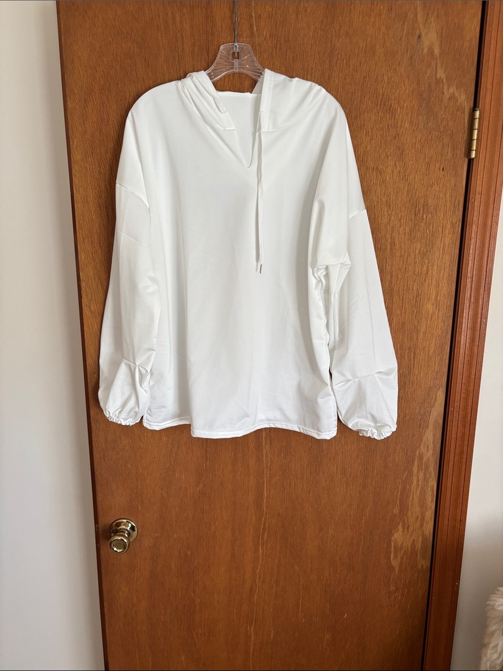 White Oversized Hoodie with Drawstring